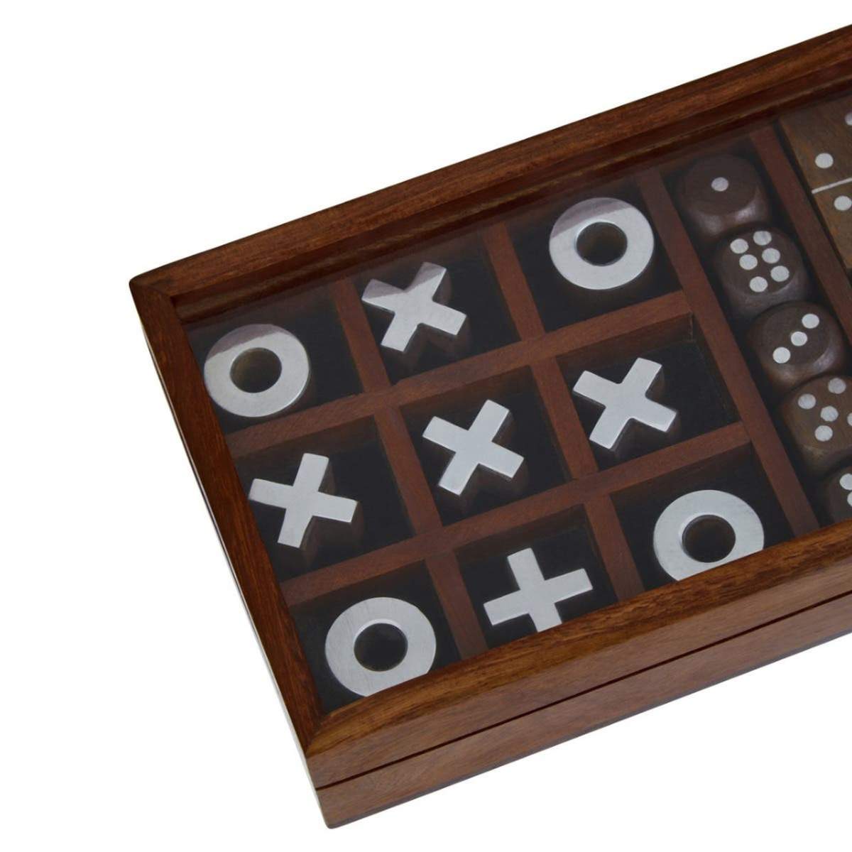 Beaumonde Home Churchill Games Brown Sheesham Wood Multi Game Set
