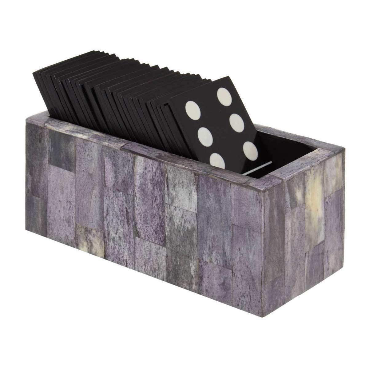 Beaumonde Home Churchill Games Grey Bone Domino Set with Black Dominoes