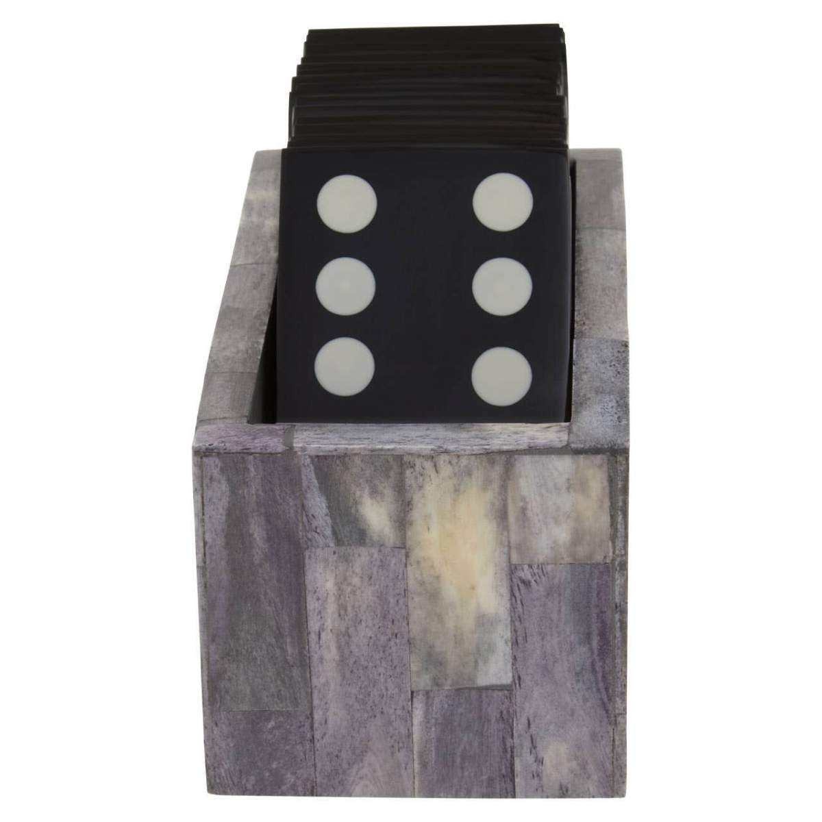 Beaumonde Home Churchill Games Grey Bone Domino Set with Black Dominoes