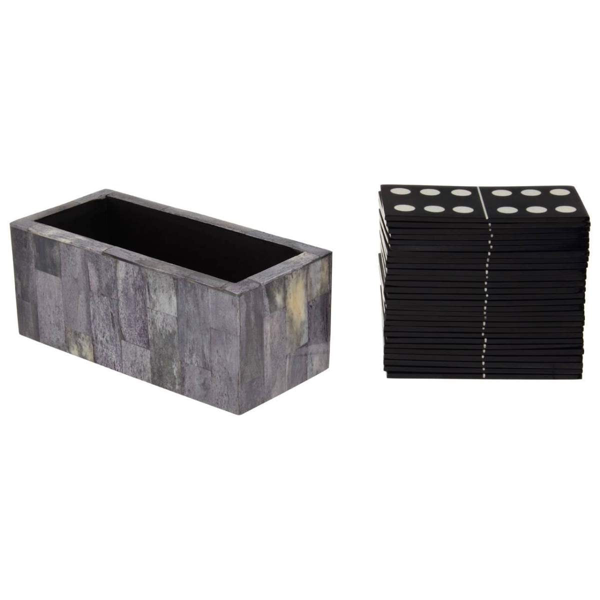Beaumonde Home Churchill Games Grey Bone Domino Set with Black Dominoes