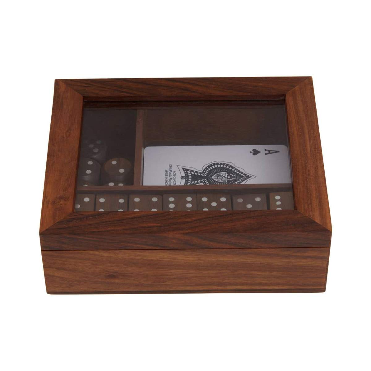 Beaumonde Home Churchill Games Set With Dominoes Dice and Playing Cards