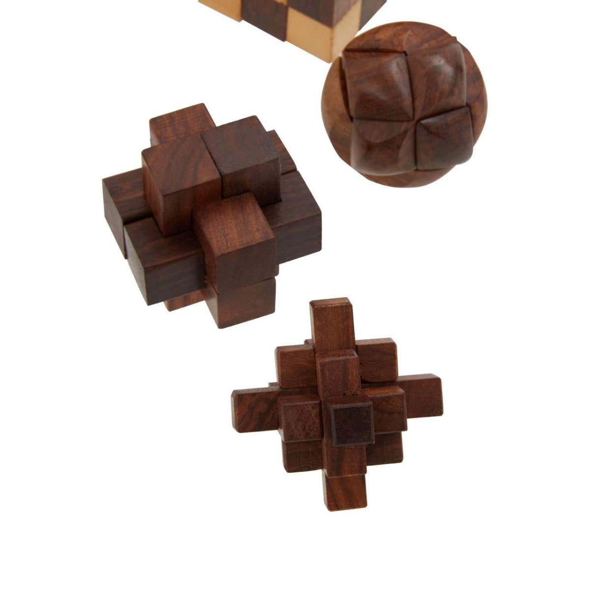 Beaumonde Home Churchill Games Sheesham Wood 6 Piece 3D Puzzle Set