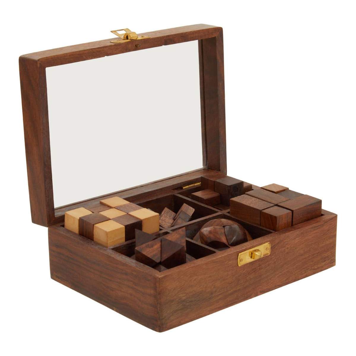 Beaumonde Home Churchill Games Sheesham Wood 6 Piece 3D Puzzle Set