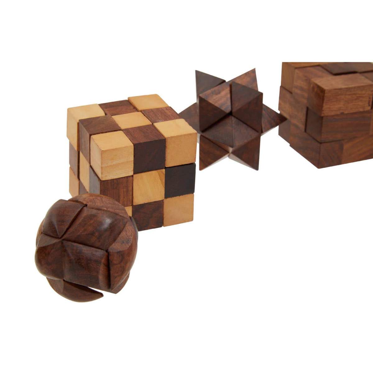 Beaumonde Home Churchill Games Sheesham Wood 6 Piece 3D Puzzle Set
