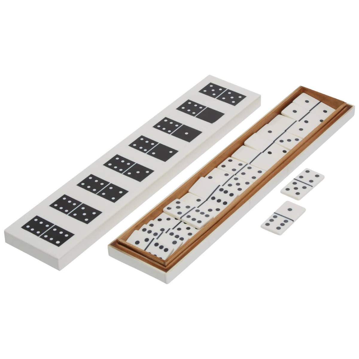 Beaumonde Home Churchill Games White and Black Finish Domino Box
