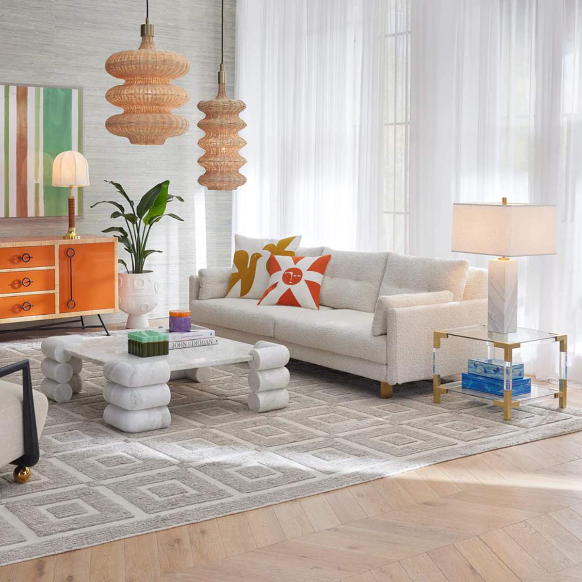 Jonathan Adler Circuit Marble Cocktail Table