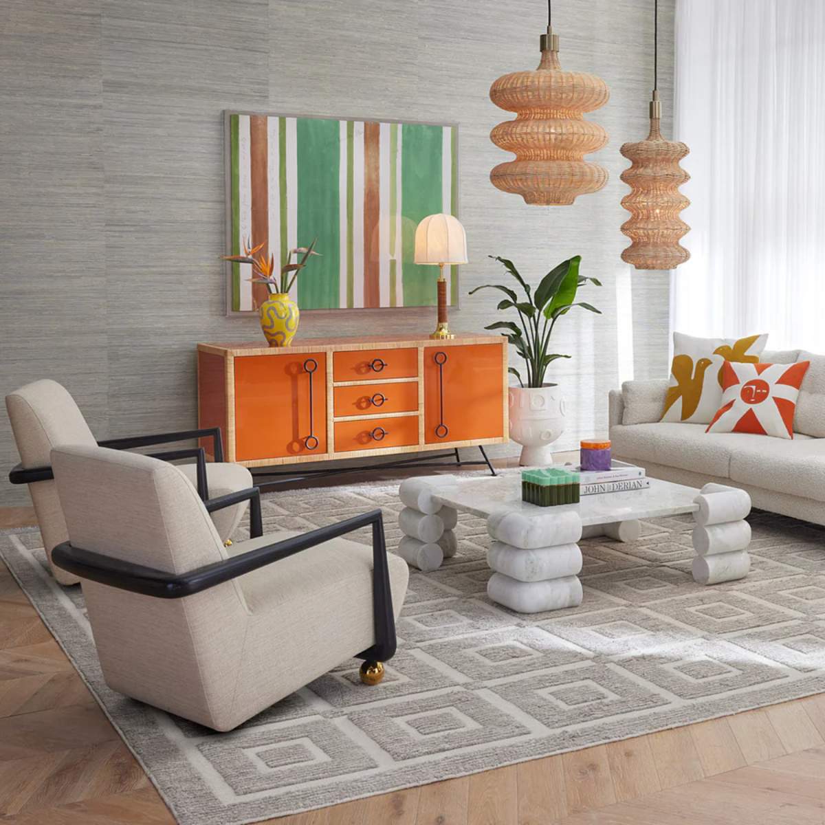 Jonathan Adler Circuit Marble Cocktail Table