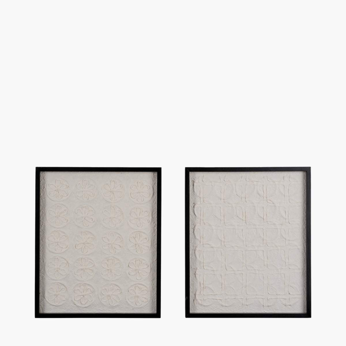 Pacific Lifestyle S/2 Circular Pattern Natural Paper Design Wall Art with Black Frames
