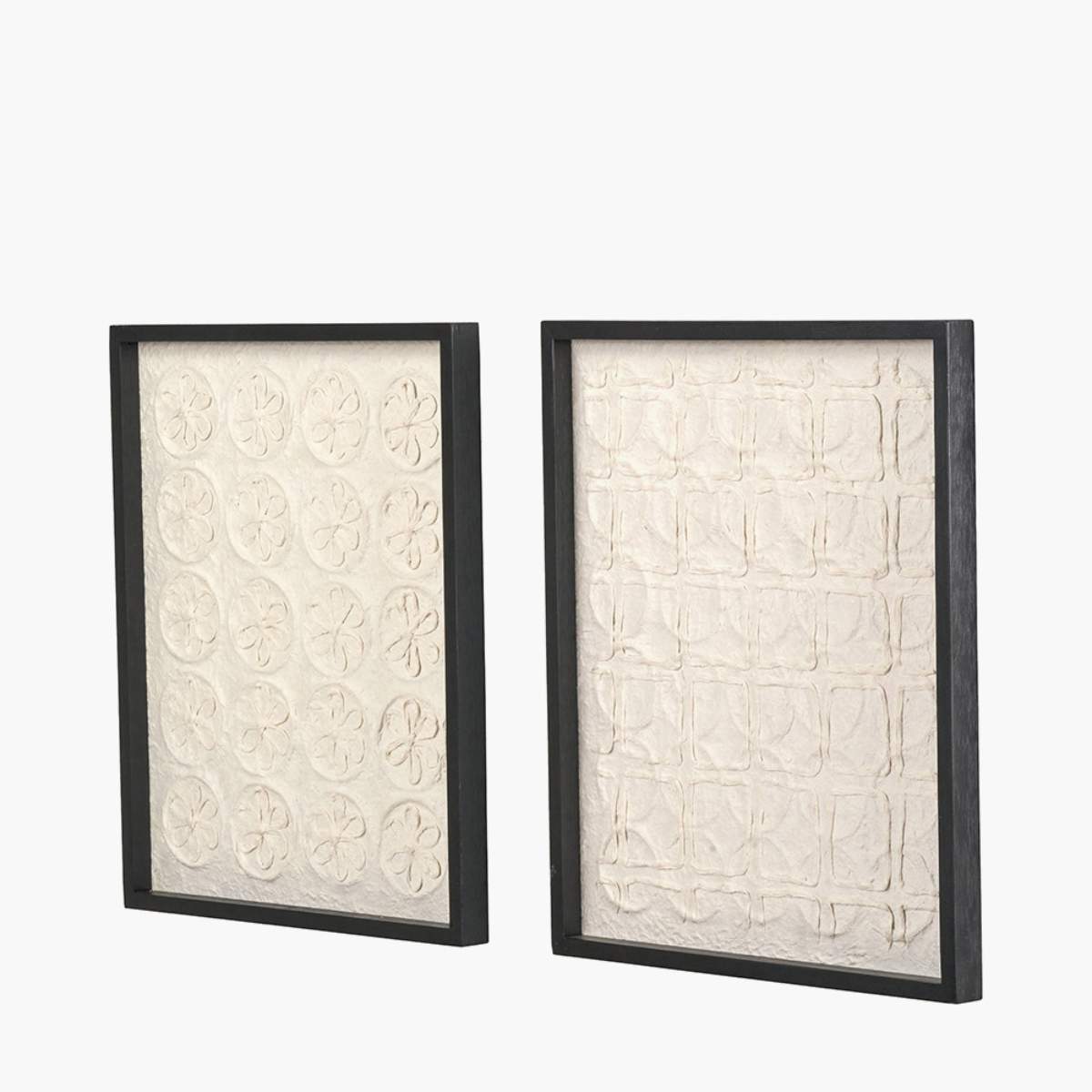 Pacific Lifestyle S/2 Circular Pattern Natural Paper Design Wall Art with Black Frames