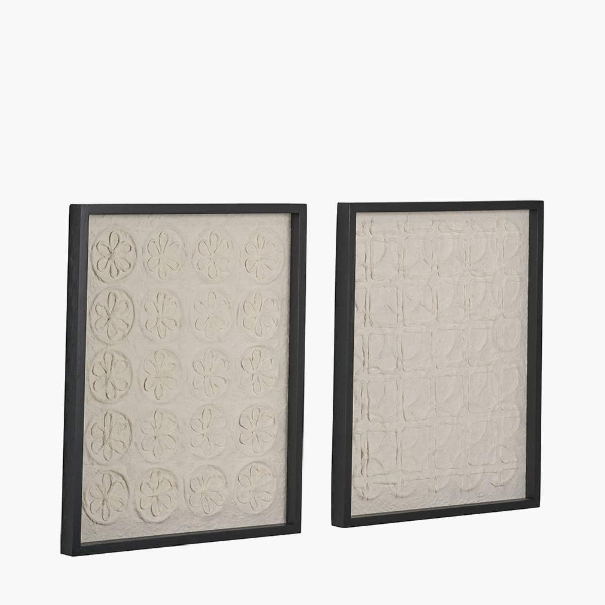 Pacific Lifestyle S/2 Circular Pattern Natural Paper Design Wall Art with Black Frames