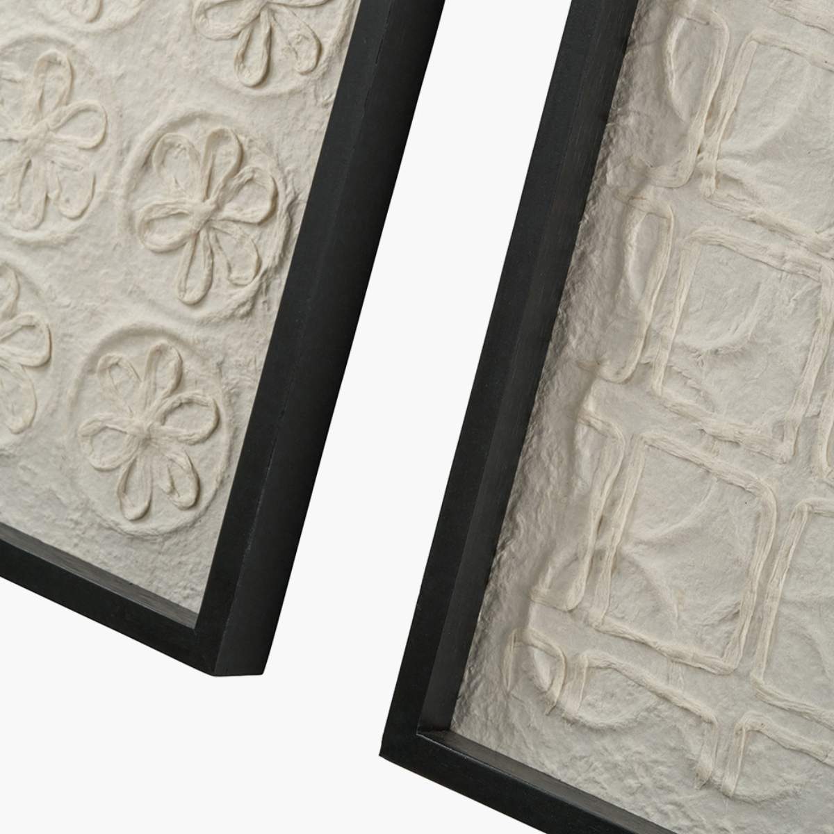 Pacific Lifestyle S/2 Circular Pattern Natural Paper Design Wall Art with Black Frames