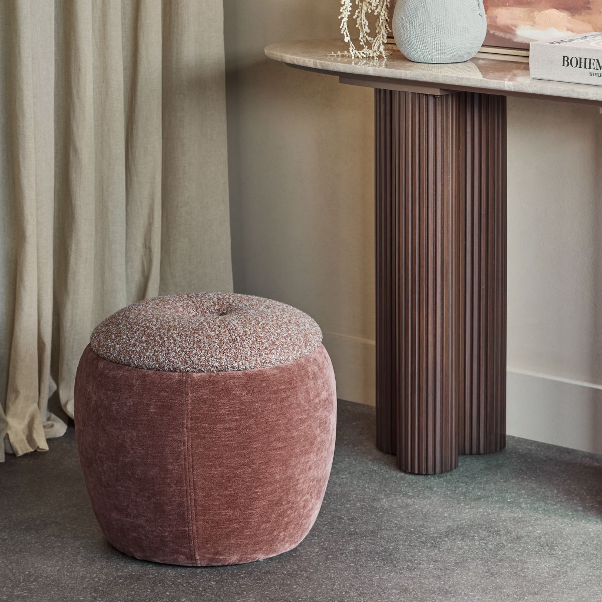 Libra Interiors Clemance Storage Stool Terracotta
