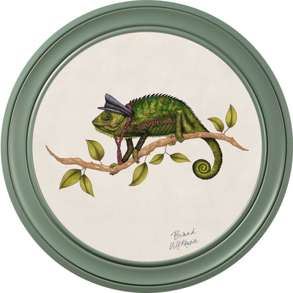 Brand McKenzie Punk Rocks Cleo Framed Round Art Print with Chalk White Background