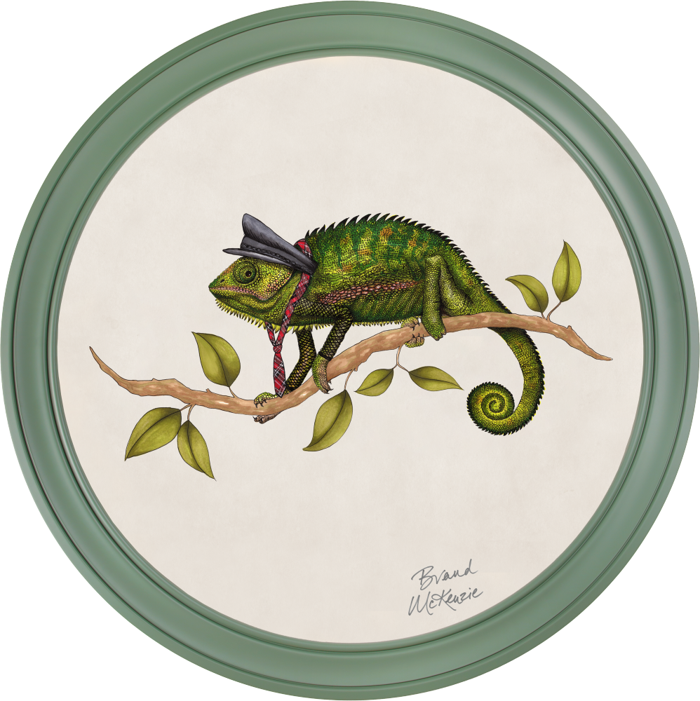 Brand McKenzie Punk Rocks Cleo Framed Round Art Print with Chalk White Background