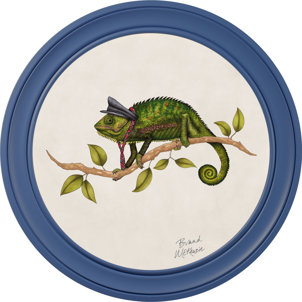 Brand McKenzie Punk Rocks Cleo Framed Round Art Print with Chalk White Background