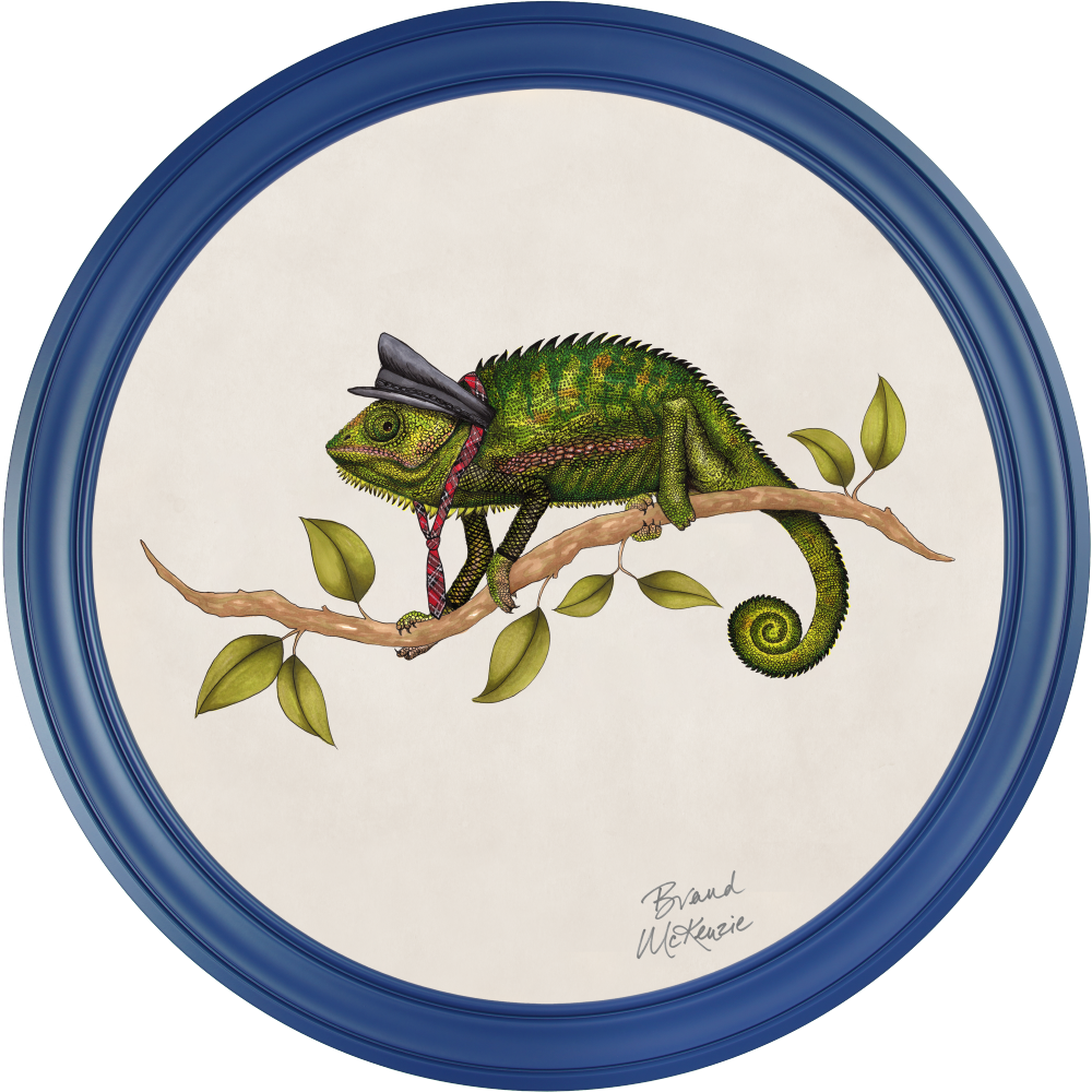 Brand McKenzie Punk Rocks Cleo Framed Round Art Print with Chalk White Background