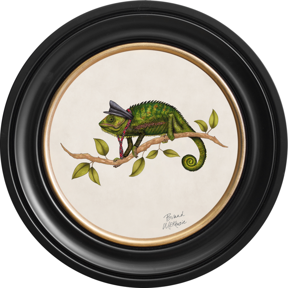 Brand McKenzie Punk Rocks Cleo Framed Round Art Print with Chalk White Background