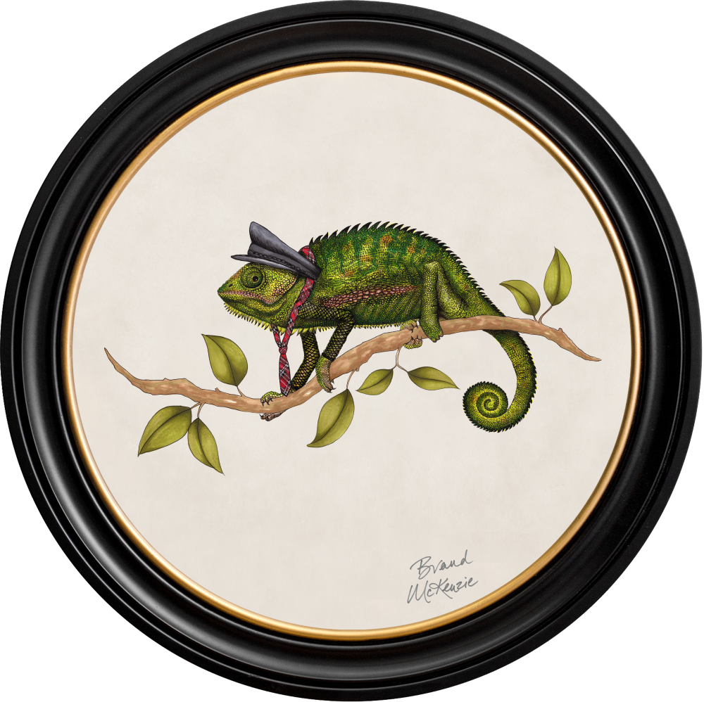 Brand McKenzie Punk Rocks Cleo Framed Round Art Print with Chalk White Background