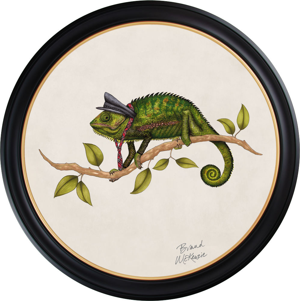 Brand McKenzie Punk Rocks Cleo Framed Round Art Print with Chalk White Background