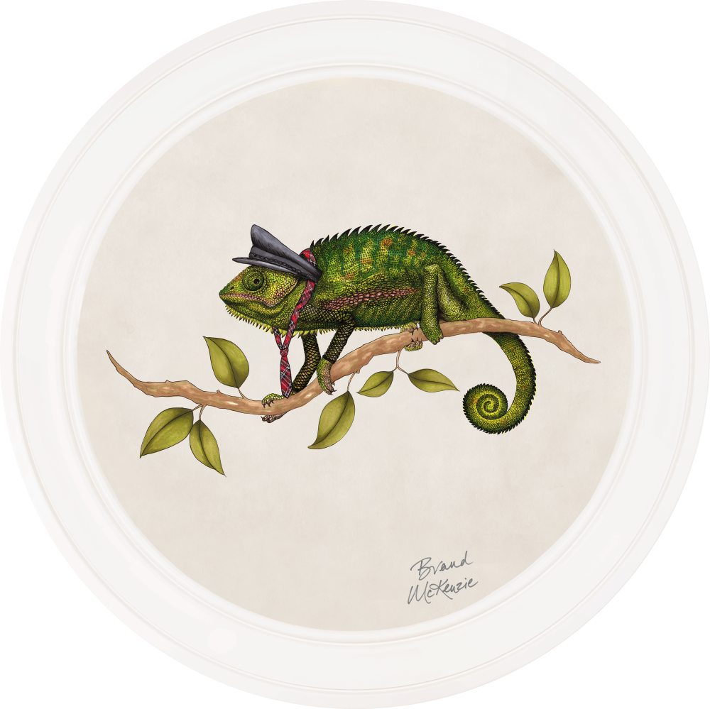 Brand McKenzie Punk Rocks Cleo Framed Round Art Print with Chalk White Background