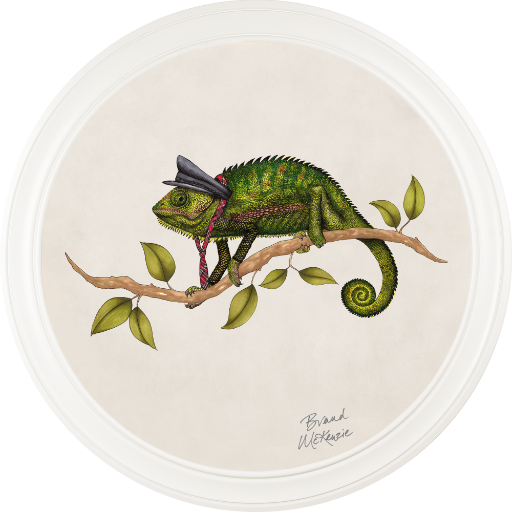 Brand McKenzie Punk Rocks Cleo Framed Round Art Print with Chalk White Background