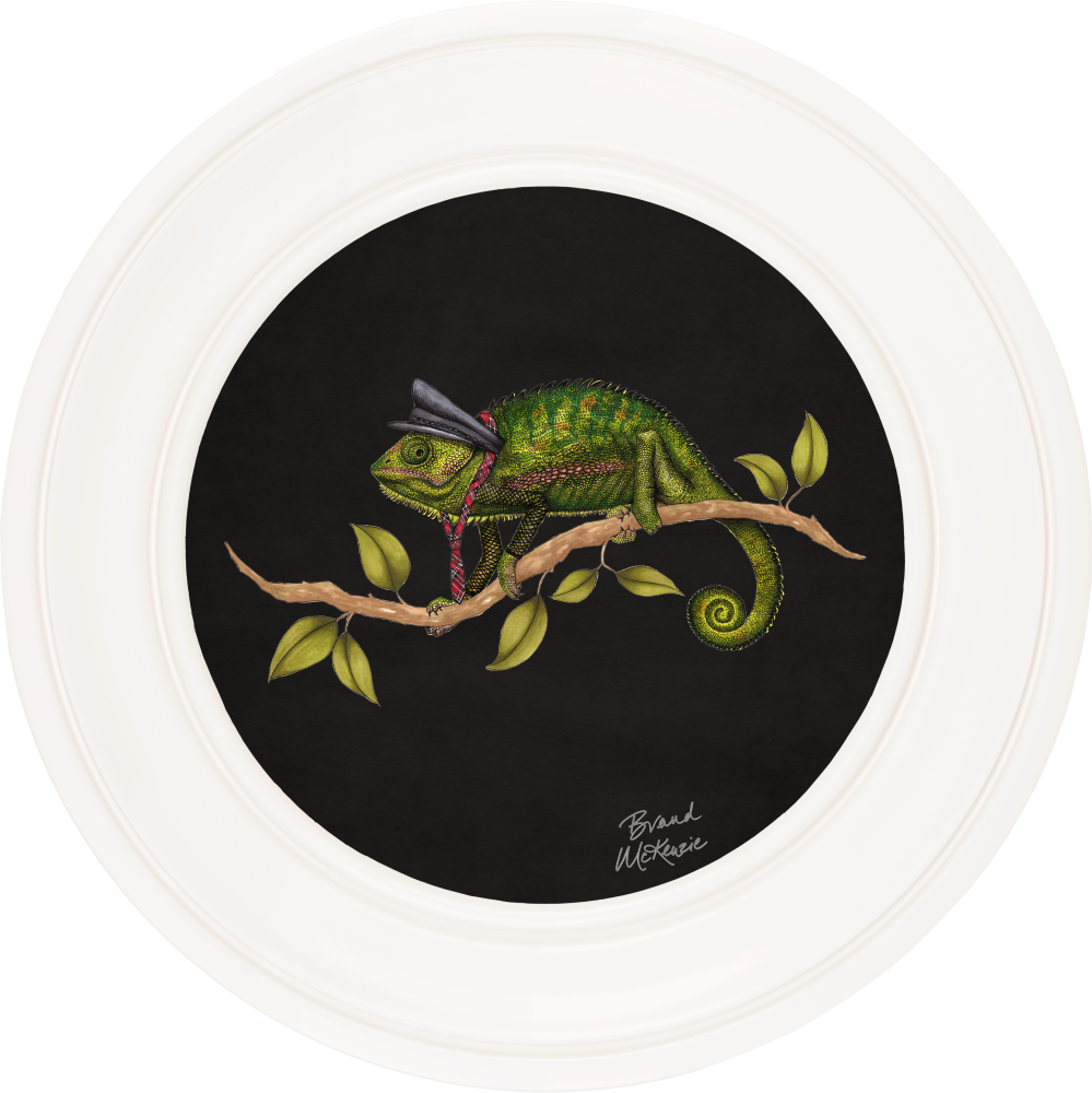 Brand McKenzie Punk Rocks Cleo Framed Round Art Print with Charcoal Black Background