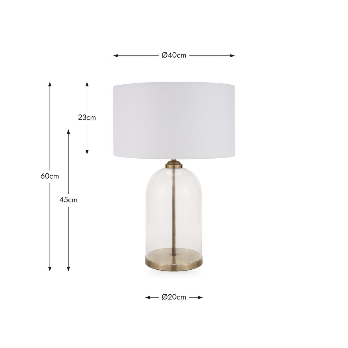 Pacific Lifestyle Cloche Clear Glass and Antique Brass Table Lamp