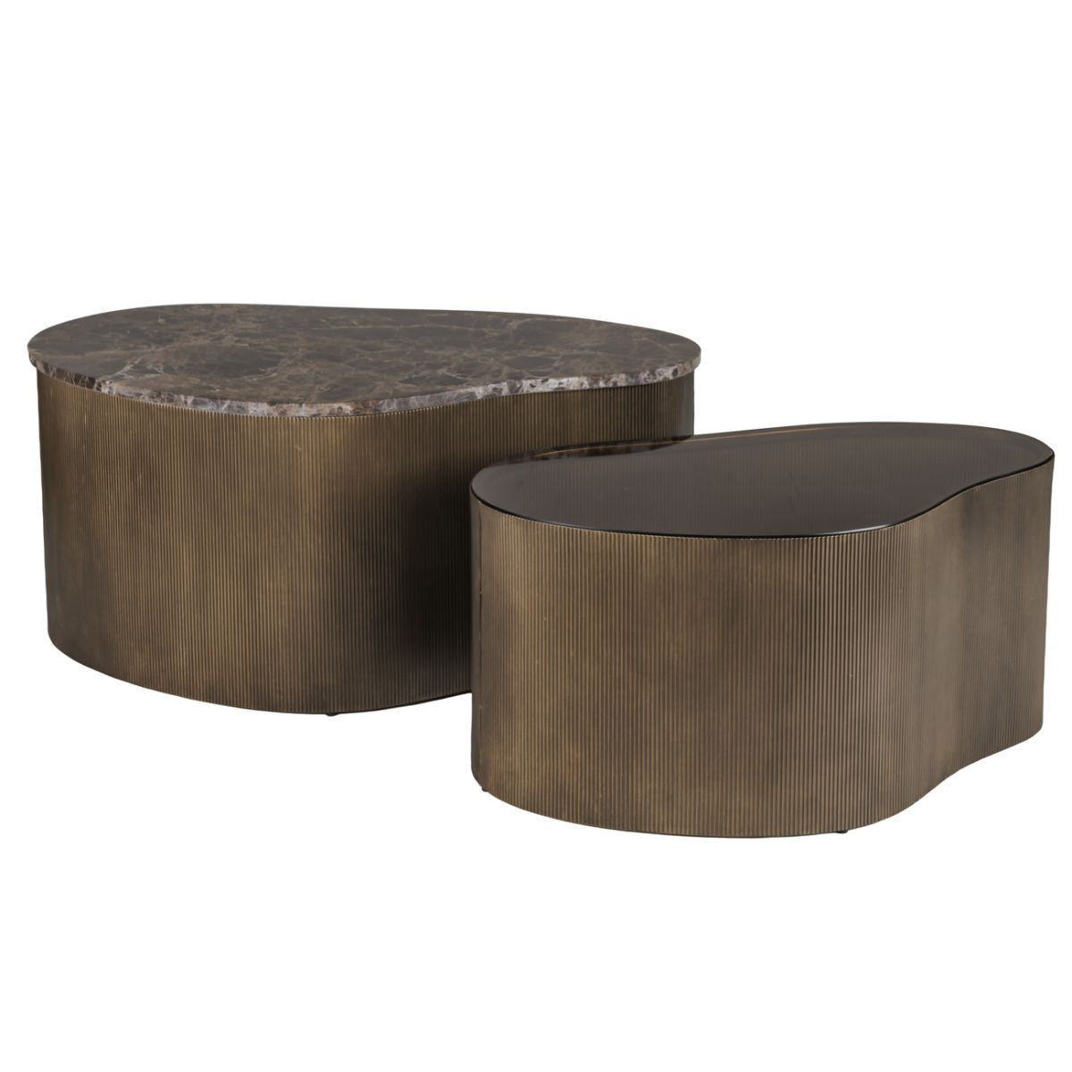 Libra Interiors Cloud Marble & Glass Set of 2 Coffee Tables