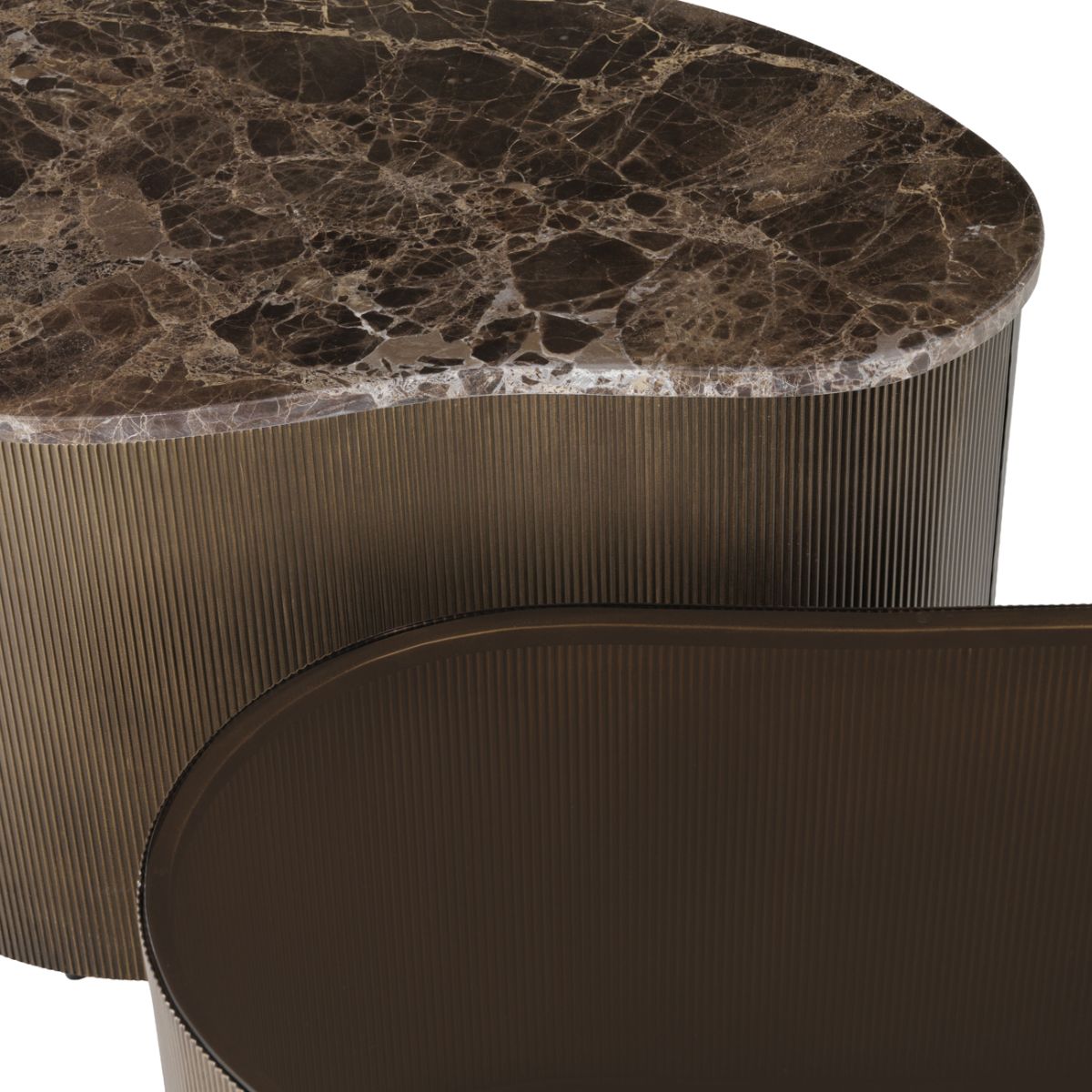Libra Interiors Cloud Marble & Glass Set of 2 Coffee Tables