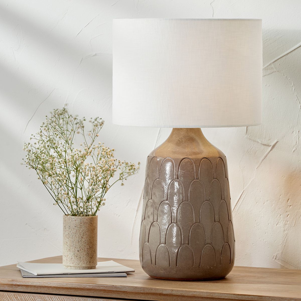 Pacific Lifestyle Coco Grey Gloss Arch Design Stoneware Table Lamp Base