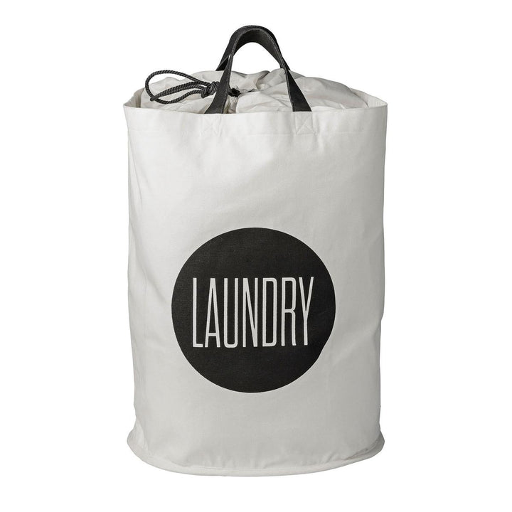 Collapsable Laundry Bag - Natural/Black-Bloomingville-Beaumonde