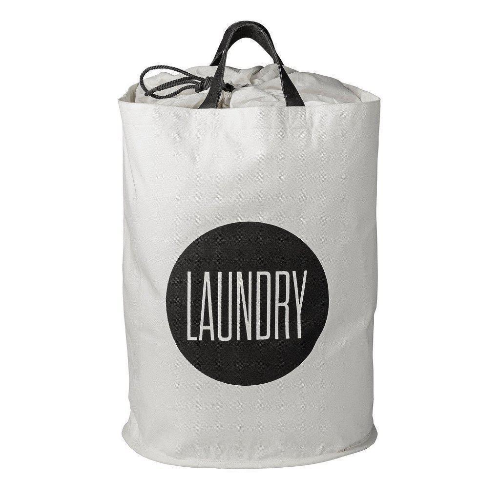 Collapsable Laundry Bag - Natural/Black- Bloomingville-Beaumonde