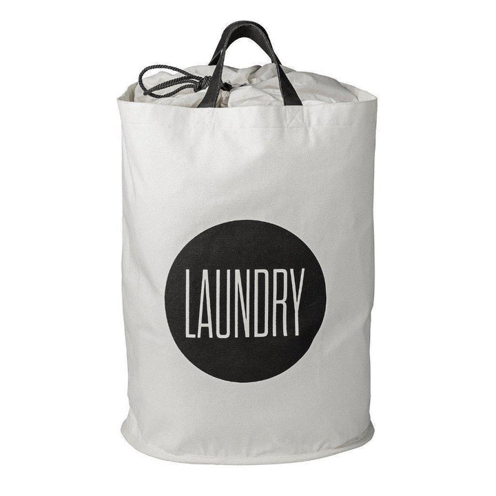 Collapsable Laundry Bag - Natural/Black-Bloomingville-Beaumonde