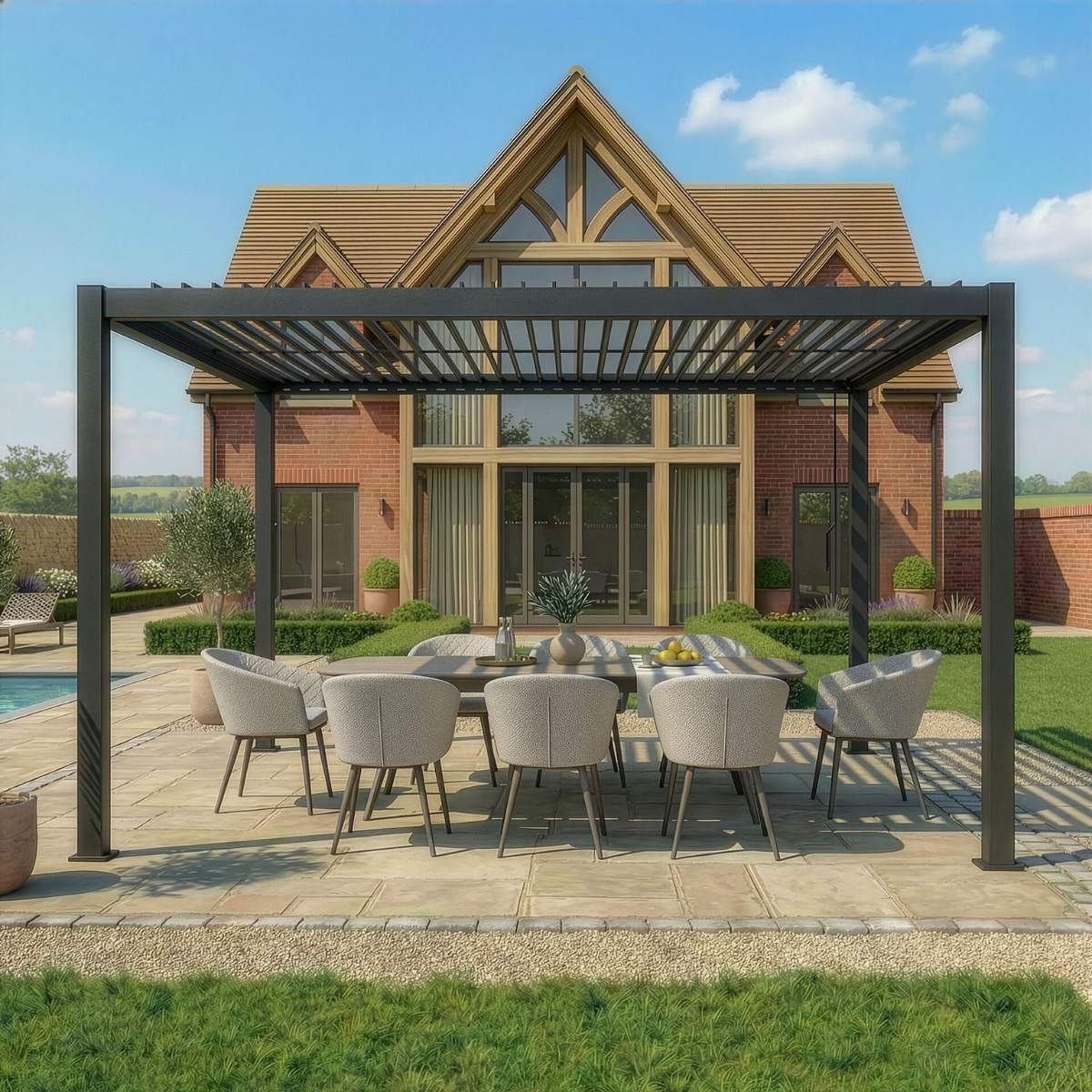 Maze - Como 3m x 4m Aluminium Garden Pergola With LED Lights