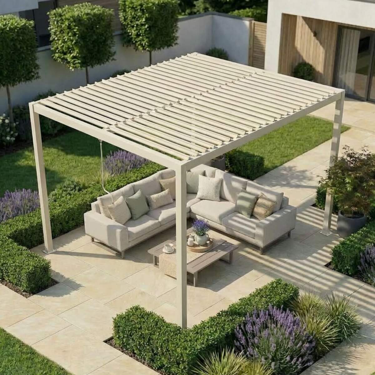 Maze - Como 3m x 4m Aluminium Garden Pergola With LED Lights