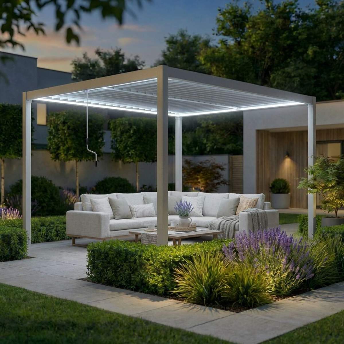Maze - Como 3m x 4m Aluminium Garden Pergola With LED Lights