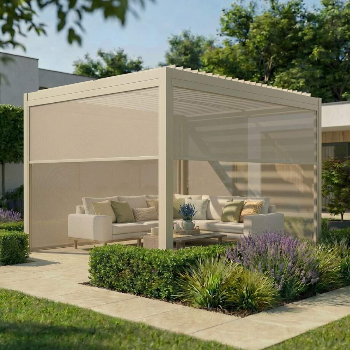 Maze - Como 3m x 4m Aluminium Garden Pergola With LED Lights
