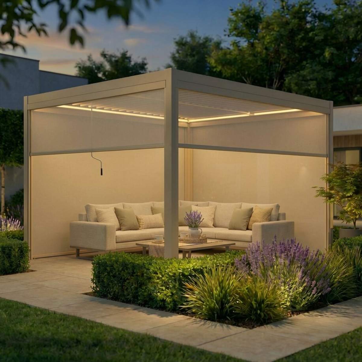 Maze - Como 3m x 4m Aluminium Garden Pergola With LED Lights