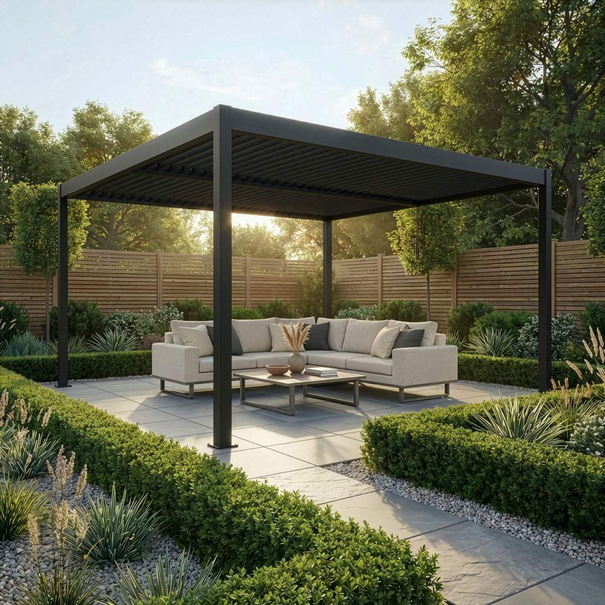 Maze - Como 4m x 4m Aluminium Metal Outdoor Garden Pergola