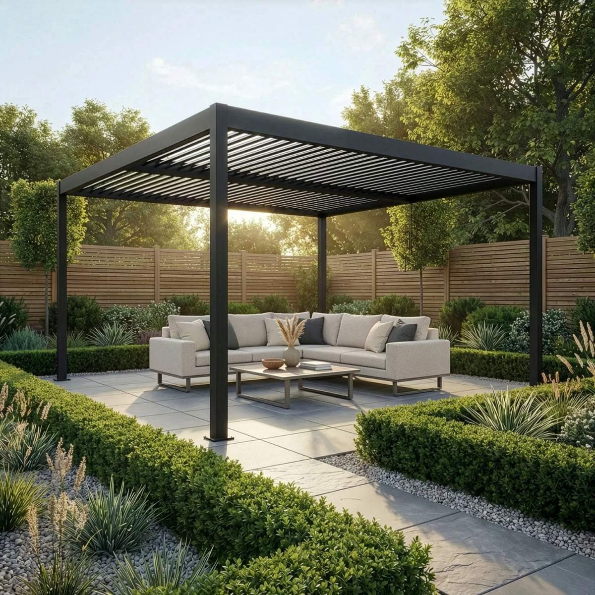 Maze - Como 4m x 4m Aluminium Metal Outdoor Garden Pergola