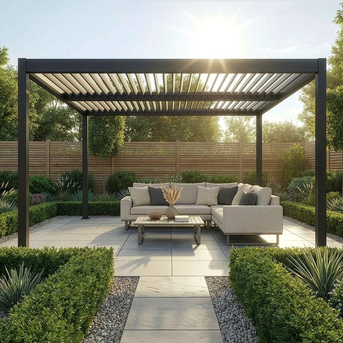 Maze - Como 4m x 4m Aluminium Metal Outdoor Garden Pergola
