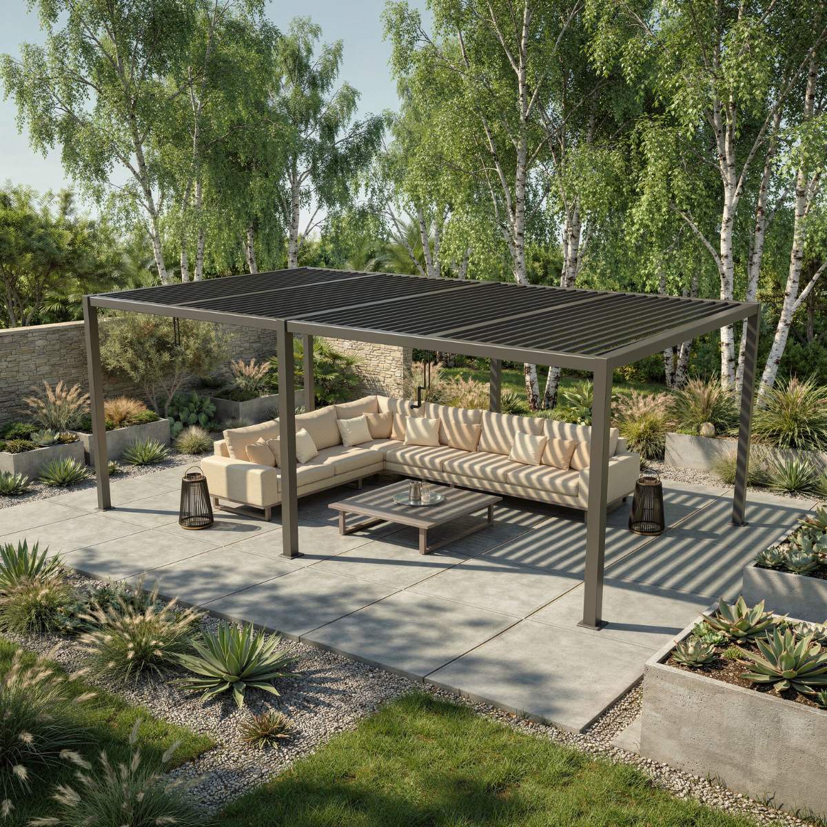 Maze - Como 7.8m x 4m Aluminium Metal Outdoor Garden Pergola