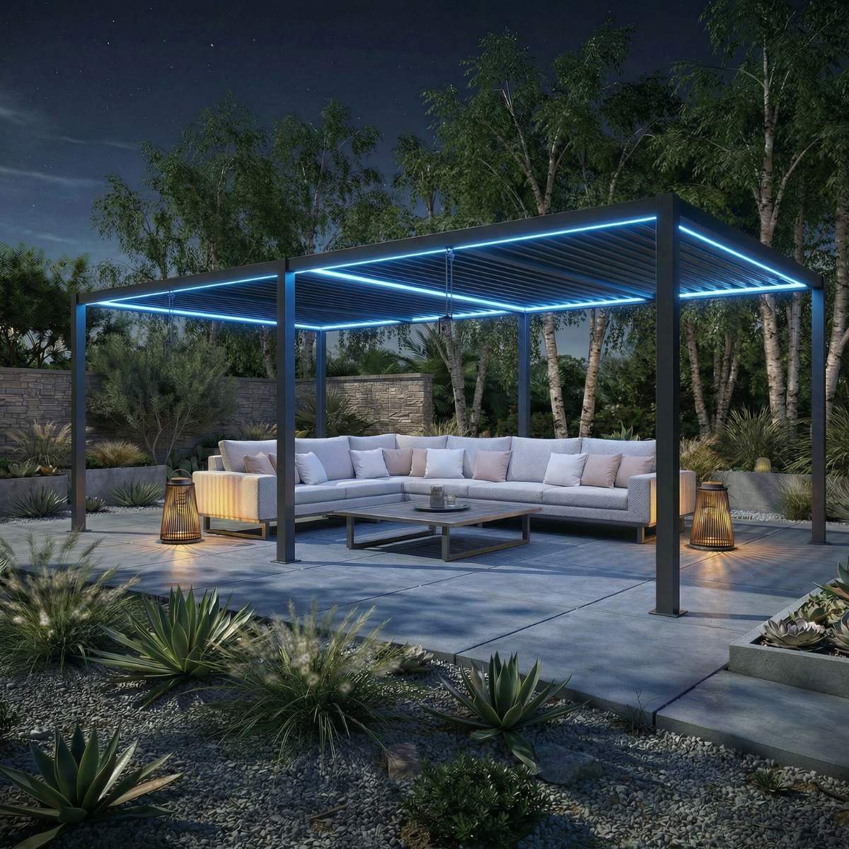 Maze - Como 7.8m x 4m Aluminium Metal Outdoor Garden Pergola