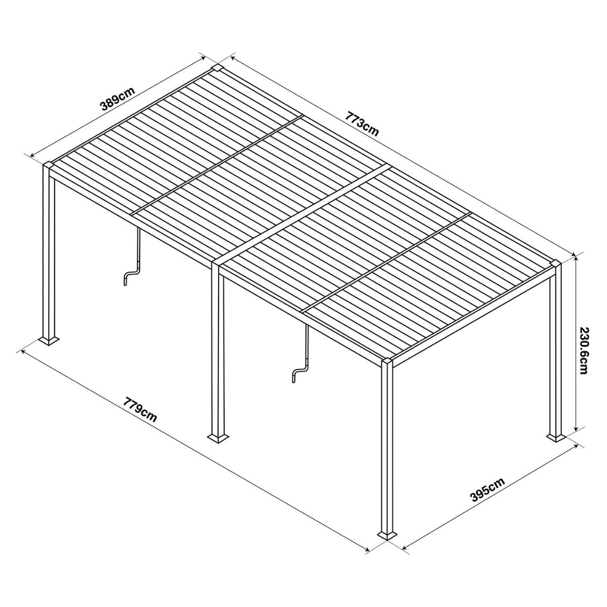 Maze - Como 7.8m x 4m Aluminium Metal Outdoor Garden Pergola