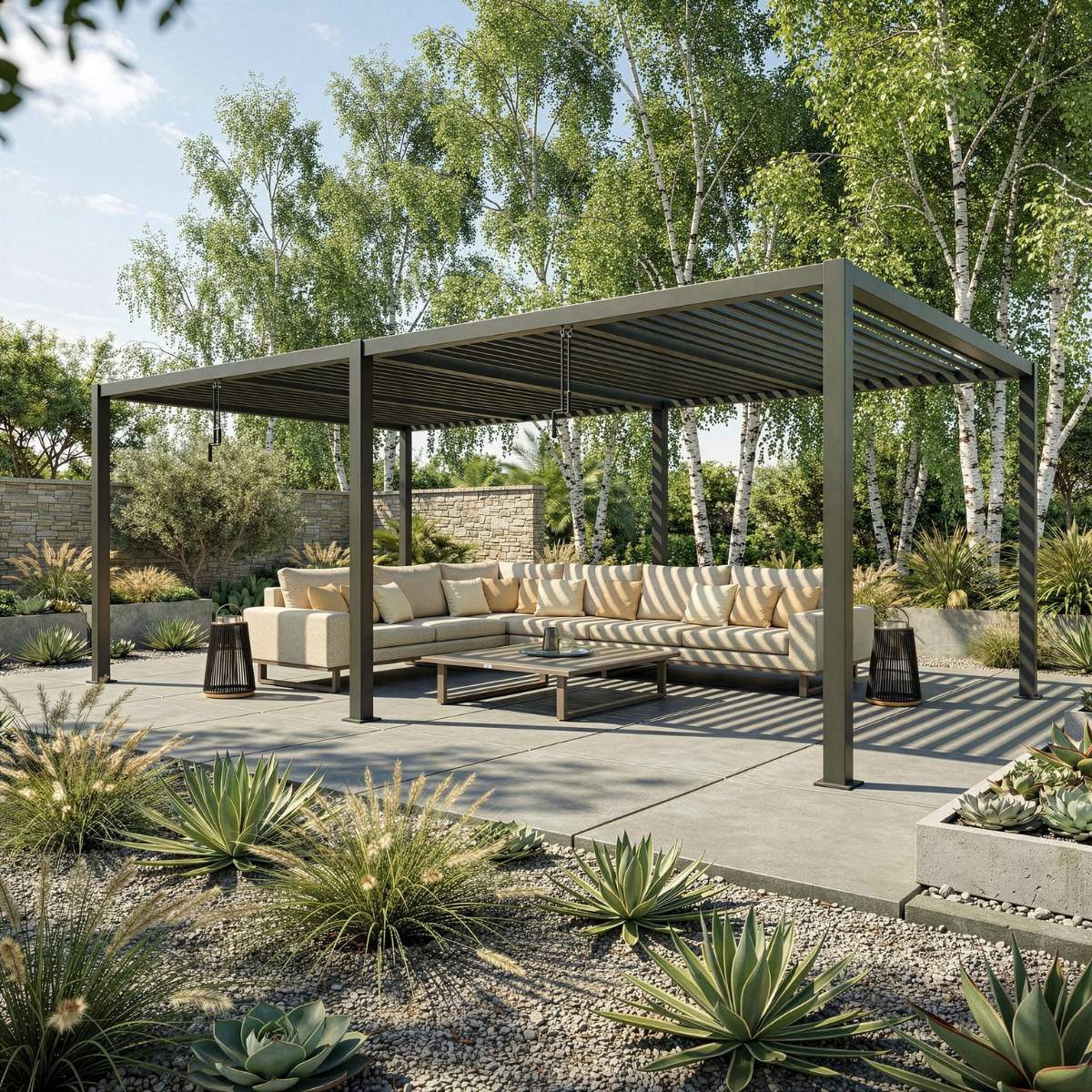 Maze - Como 7.8m x 4m Aluminium Metal Outdoor Garden Pergola
