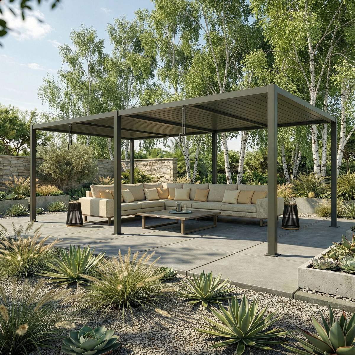 Maze - Como 7.8m x 4m Aluminium Metal Outdoor Garden Pergola