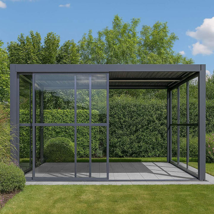 Maze - Como Pergola Sliding Transparent Doors Side - Grey