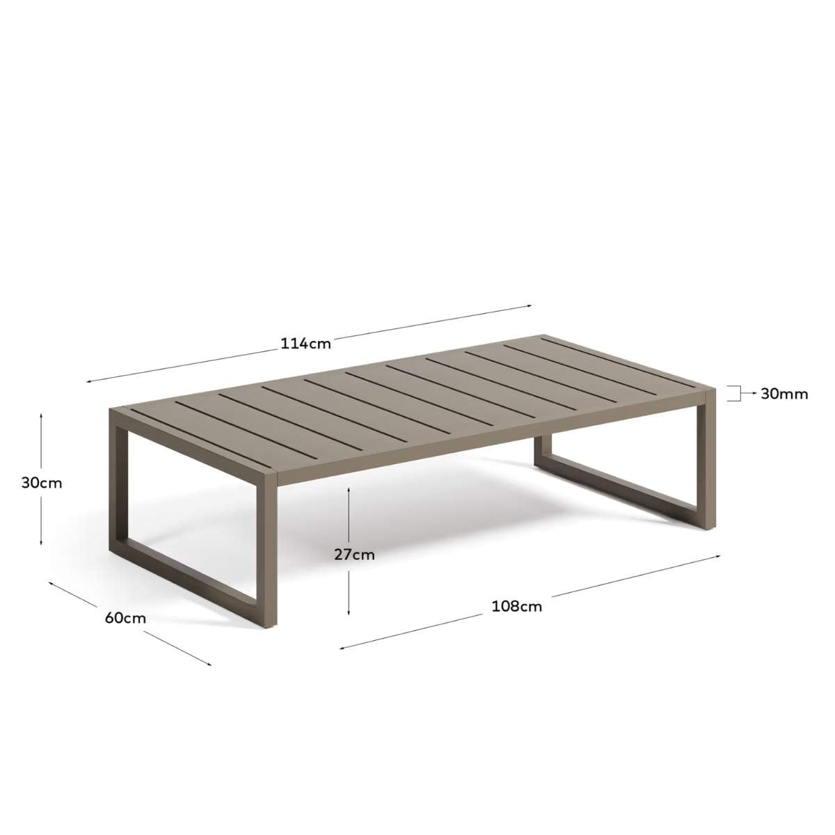 Kave Home Comova 100% outdoor coffee table made from green aluminium, 60 x 114 cm