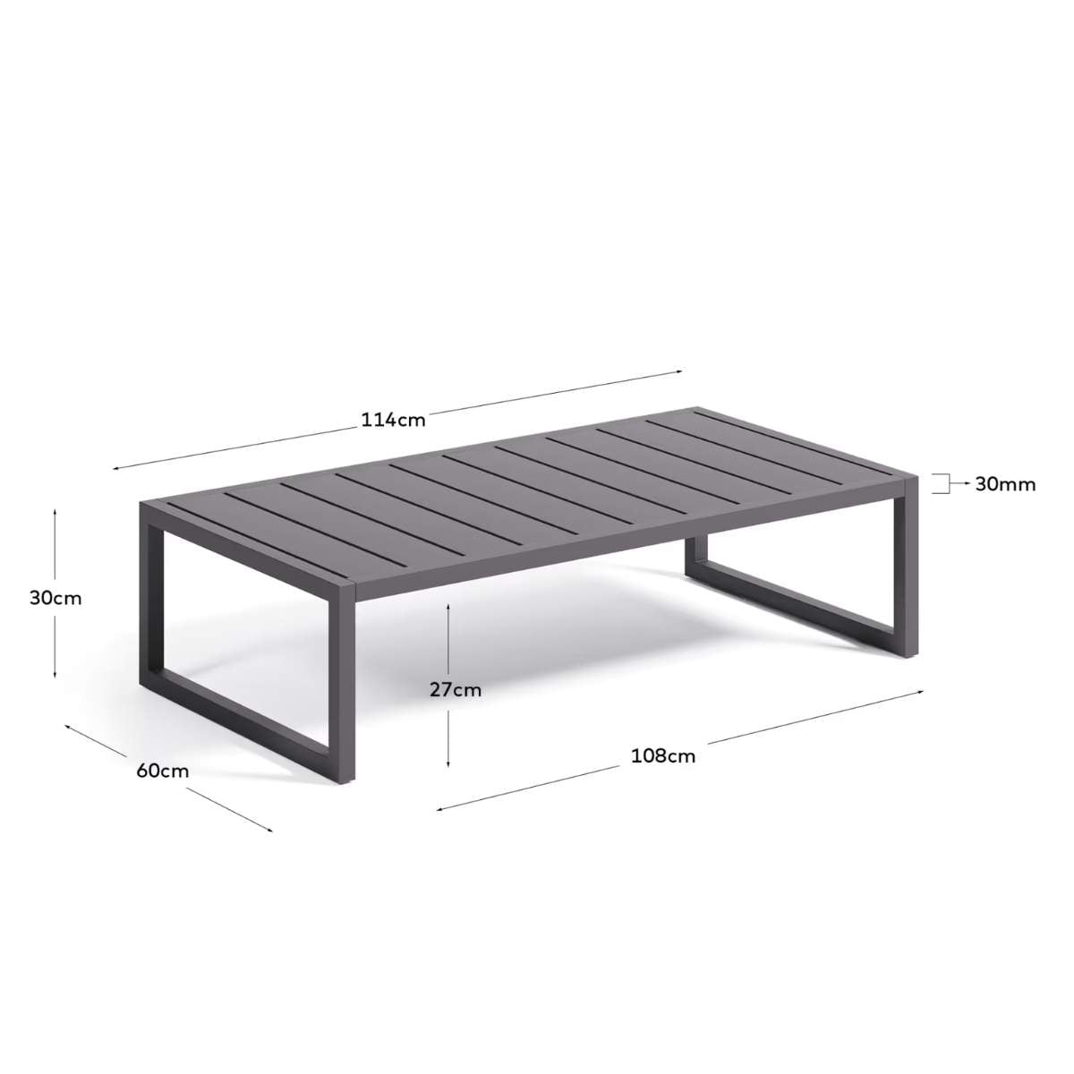 Kave Home Comova 100% outdoor coffee table made from green aluminium, 60 x 114 cm