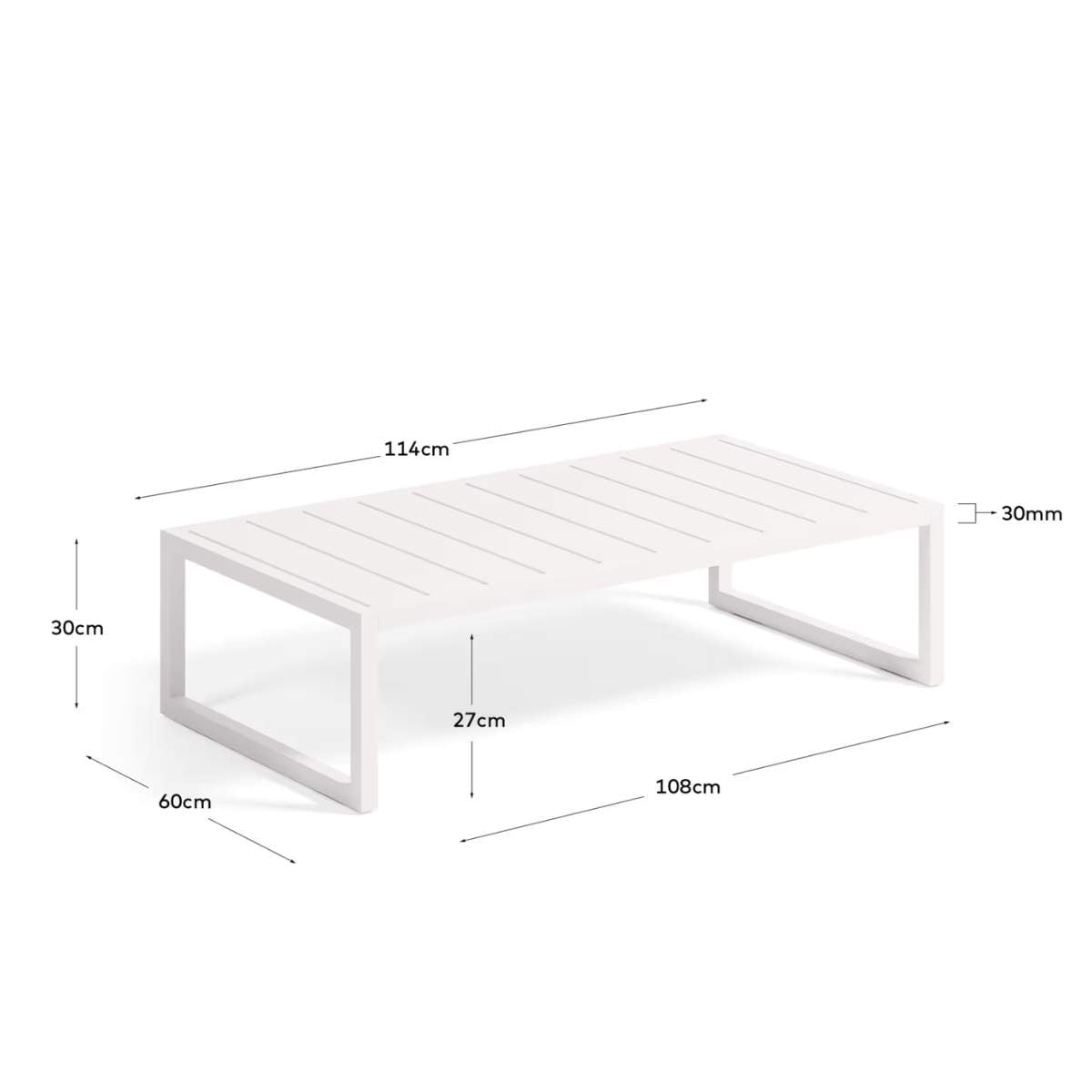 Kave Home Comova 100% outdoor coffee table made from green aluminium, 60 x 114 cm